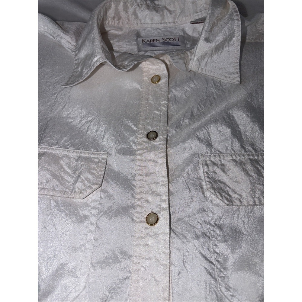 Karen Scott Vintage Off-White Crinkle Utility Safari 8 Quiet luxury Indie sleaze - Picture 7 of 10